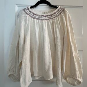 Madewell Long Sleeved White Ballon Arm Swing Top Medium